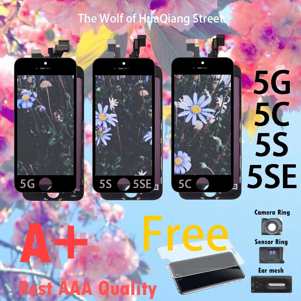 Качественный ЖК дисплей AA для iPhone 5G 5C 5S 5SE в сборе с сенсорным экраном сменный