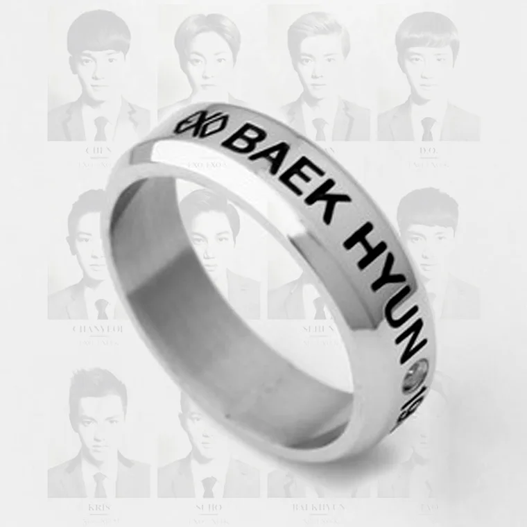 BAEKHYUN K-pop exo день рождения распродажа Горячая Распродажа модные кольца ювелирные изделия Kpop Exo Дата стальное кольцо хвост размер отправить шнур K-pop exo для мужчин и женщин ювелирные изделия - Цвет основного камня: BAEKHYUN