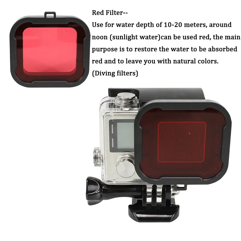 Водонепроницаемый чехол для объектива защитные фильтры GoPro Hero 4 3 +