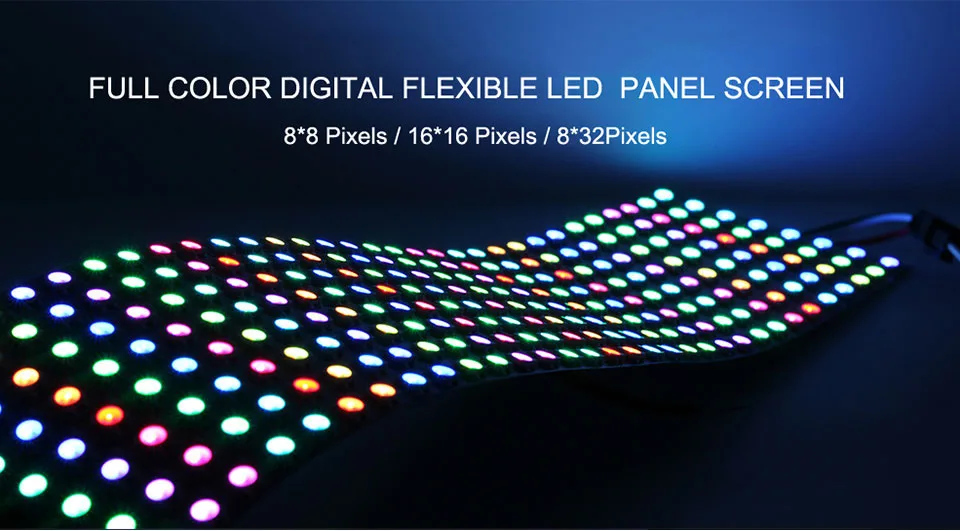 DC5V;WS2812B led Panel Screen;8*8/16*16/8*32 Pixel Full Color 256 Pixels Digital Flexible Programmed Individually Addressable