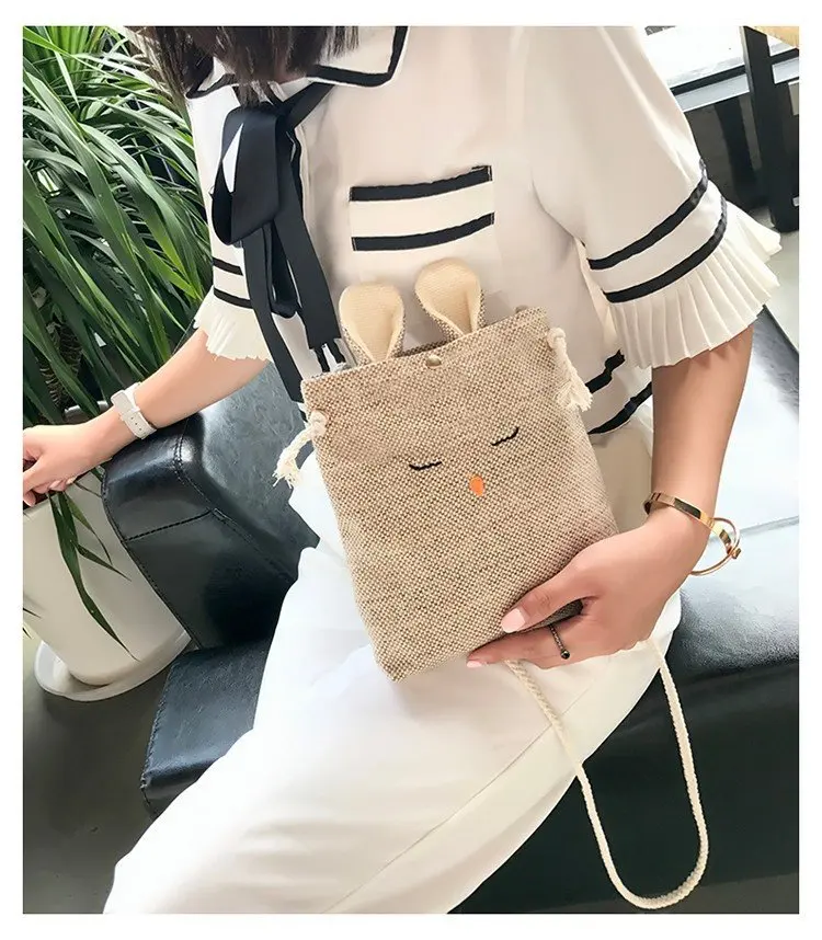 2019 новые модные корейские однотонные сумки через плечо с милым Кроликом