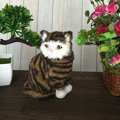 

about 12x18cm brown grains cat model,polyethylene &furs handicraft Figurines & Miniatures home decoration toy gift a2981