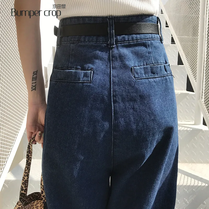 Настоящий BUMPERCROP 2019 новый стиль женские широкие брюки высокая улица летние