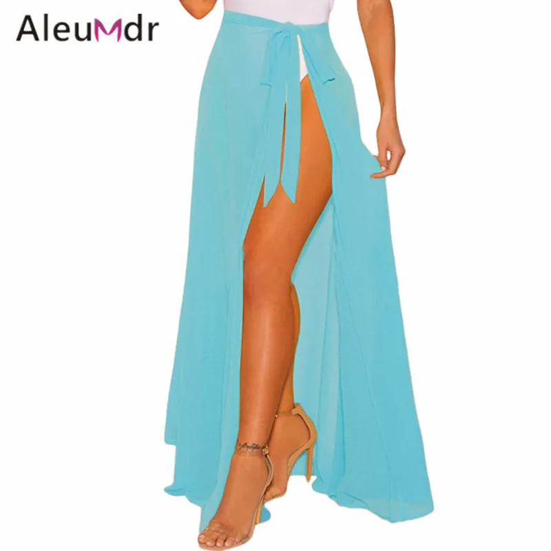 Aleumdr Лето Женщины прикрыть длинные сексуальные Sheer wrap пляжные бикини Up Юбка