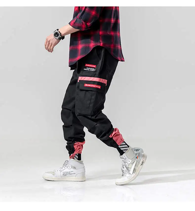 SingleRoad хип-хоп шаровары карго Брюки мужские боковые карманы брюки джоггеры уличная Мужская мода повседневные спортивные штаны для мужчин