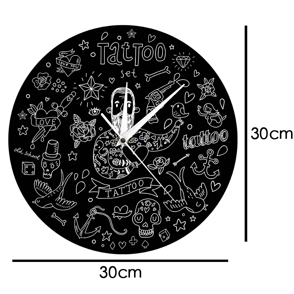 Тату салон современный дизайн настенные часы очаровательный тату модный стиль 3D