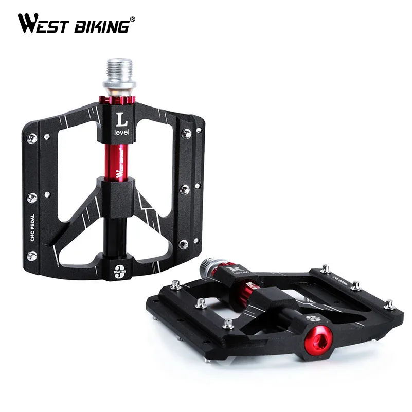 WEST BIKING, 3 подшипника, велосипедные педали, сверхлегкие, противоскользящие, с ЧПУ, для шоссейного велосипеда, MTB, велосипедные педали, герметичный подшипник, велосипедные педали