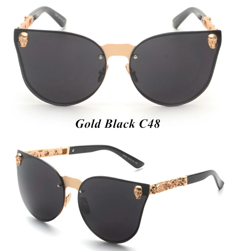 6 цветов круглые очки без оправы с черепом популярные винтажные модные крутые