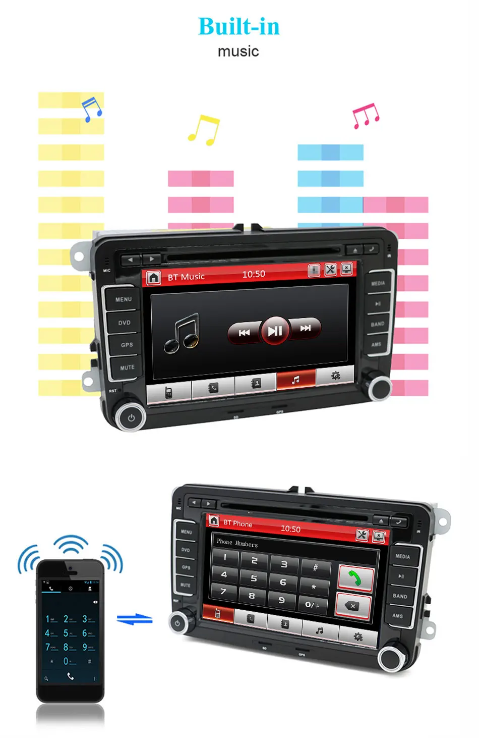Eunavi 2 din 7 дюймов Автомобильный dvd-плеер Радио Стерео gps для VW GOLF POLO JETTA TOURAN MK5 MK6 PASSAT B6 bluetooth SWC сенсорный экран