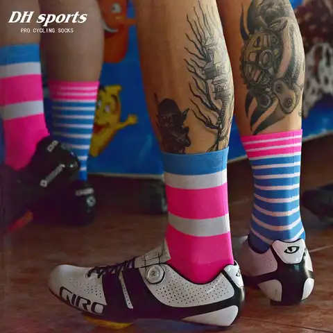 Профессиональные велосипедные носки DH SPORTS, лучшие Веселые дышащие, впитывающие влагу носки для дорожного велосипеда, Спортивные Компресси...
