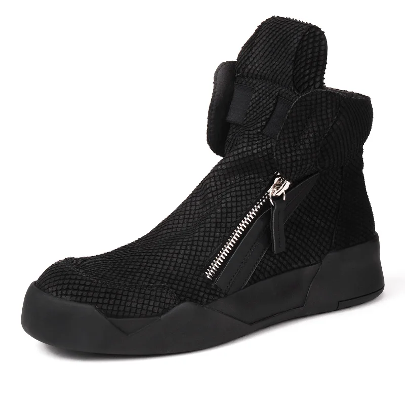 Men's Nubuck Leather Desert Martin High Casual Shoes Korean Thick Platform Tide | Обувь
