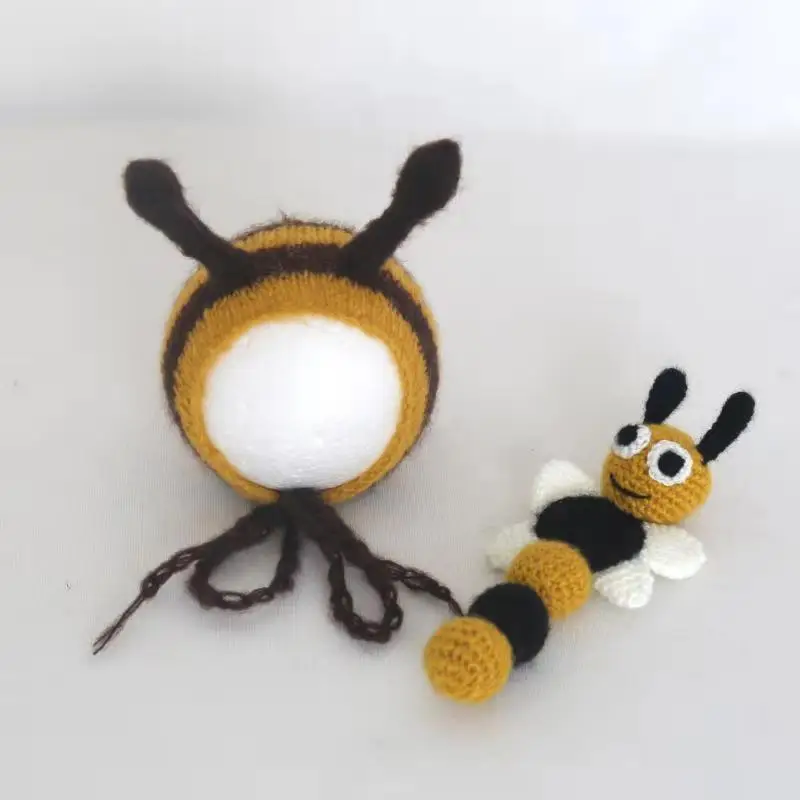 Newborn Photography Toy Knitted Mini Bee Crochet Stuffed Animals Baby Photo Prop Doll Handmade Animated Animal Shower Gift | Детская