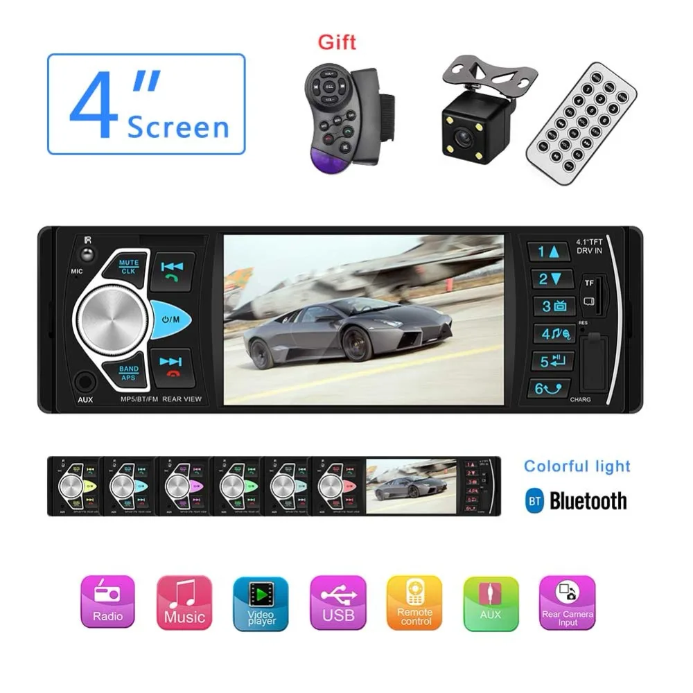 Автомобильный MP3 плеер FM Радио Bluetooth Handsfree автомобильный Радио обратное изображение Авторадио 1din Suppor камера заднего вида Автомобильный Аудио FM/AUX/USB