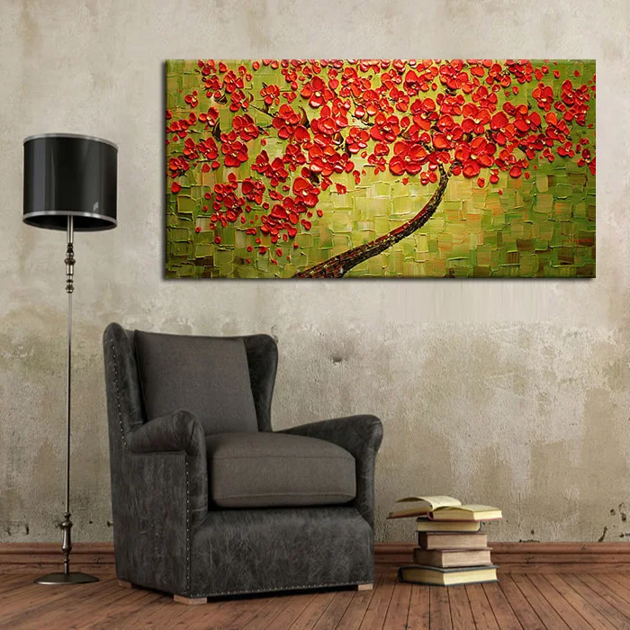 Бесплатная доставка абстрактная красивая картина с красным цветком нож для