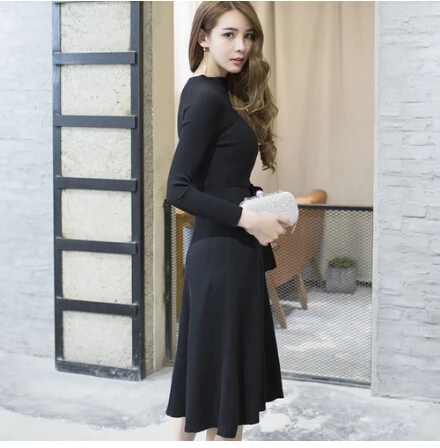 Теплое вязаное женское платье свитер SMTHMA повседневное облегающее высокого