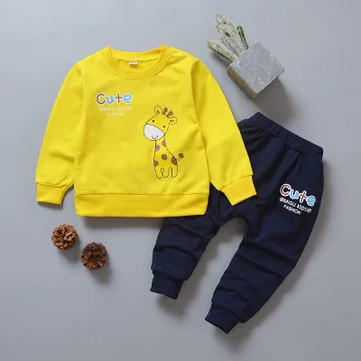 yellow Комплекты одежды для мальчиков весенне-осенняя куртка для маленьких девочек футболка+ штаны, костюм из 3 предметов детская Рождественская одежда От 1 до 4 лет, детская одежда, спортивный костюм - Цвет: yellow