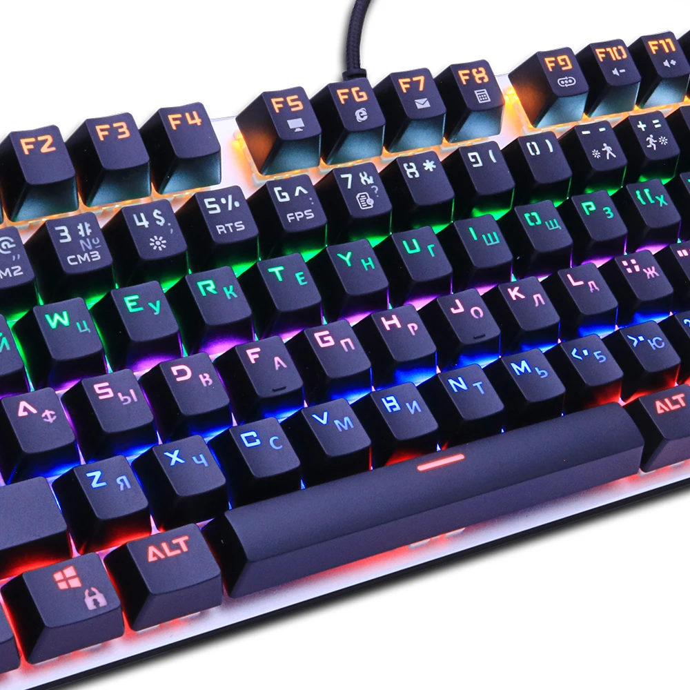 Механическая игровая клавиатура 104/87key с защитой от ghosting черный синий красный