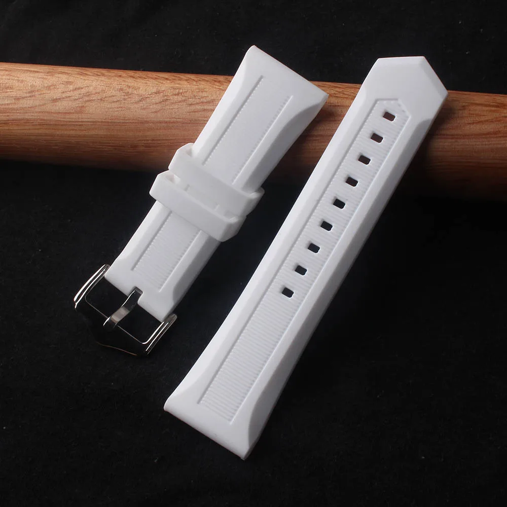 

Big size Width 22mm 23mm 24mm 26mm 28mm Watchbands silicone rubber Soft waterproof Watches men accessories White watch straps