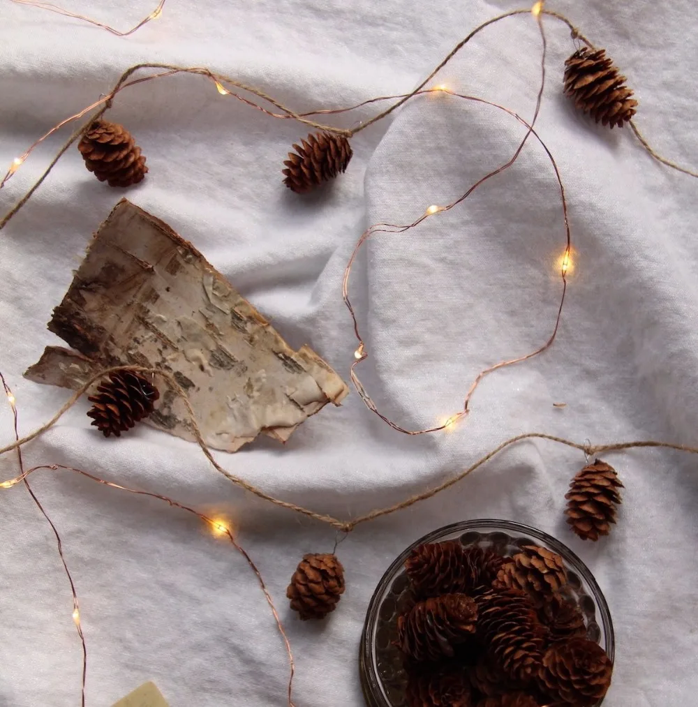 5 м медные Огни с шпагатом конус Pinecone сказочные светодиодные гирлянды AA батарея