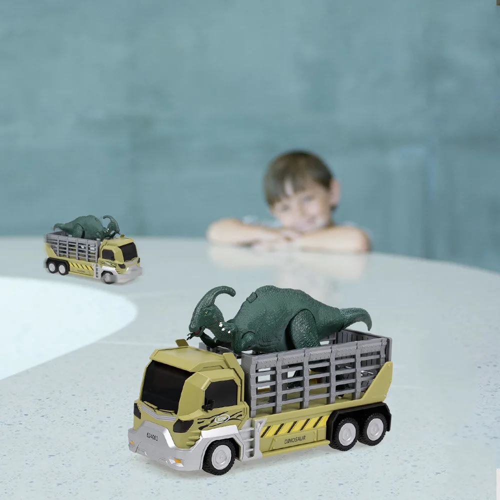 Автомобиль переносчик с динозаврами игрушечный грузовик автомобиль задним
