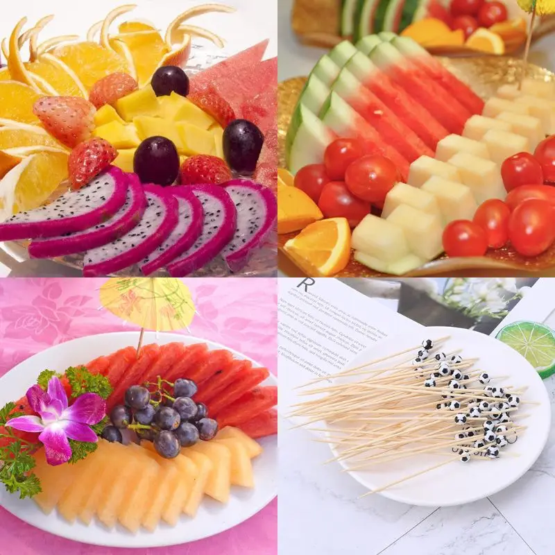 100 шт еда зубочистки буфет вилка для фруктового салата торт Маффин палочки