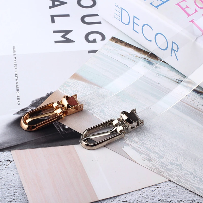 Летние ремни прозрачные цветные длинные металлические изысканные пряжки