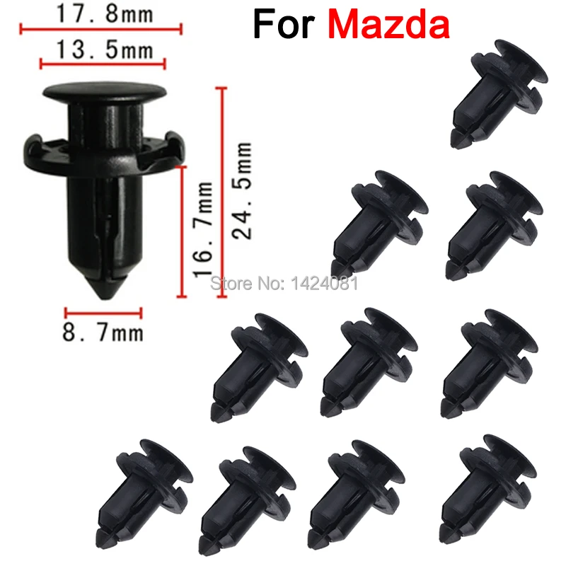 

100x 9mm hole Plastic Screw Rivet Push Fit Panel Trim Clips Fixings Clips Black For Mazda Cx-3 Cx-5 Cx-7 Cx-9 2 3 3 Mps 6 6 Mps