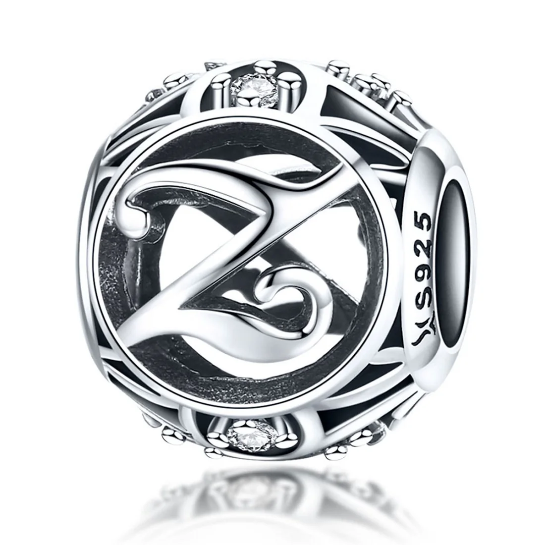 Jiayiqi, серебряные бусины 925 пробы, A-Z, винтажные, прозрачные, CZ, алфавит, буквы, бусины, талисманы, подходят для женщин, оригинальные, очаровательные браслеты, ювелирные изделия - Цвет: Z