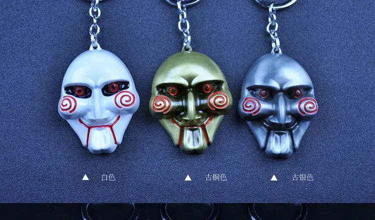 Linxilove Accessories Horror Movie Jewelry SAW Mask Keychains Men Boys Personalised Keyring Key Chains for Bags