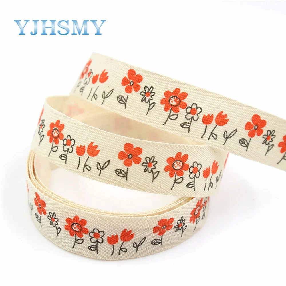 Картонная лента из хлопка с теплопереносным принтом "YJHSMY G-18208-33" 16 мм, 5 ярдов - материал для свадебных аксессуаров, ручной работы.