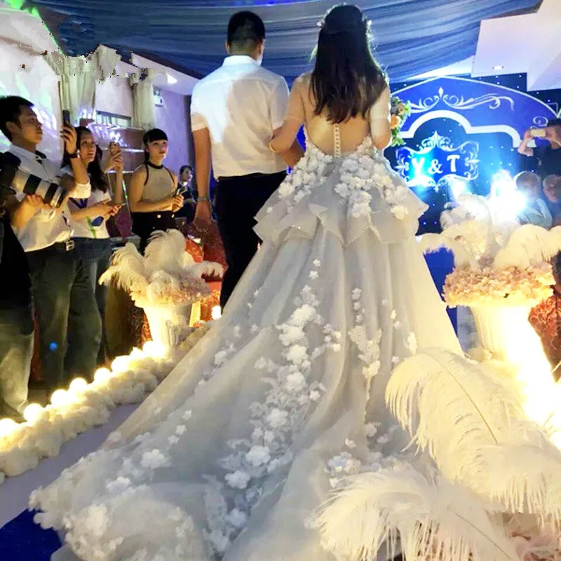 Robe De Mariage свадебное платье сексуальные прозрачное глубокое декольте с