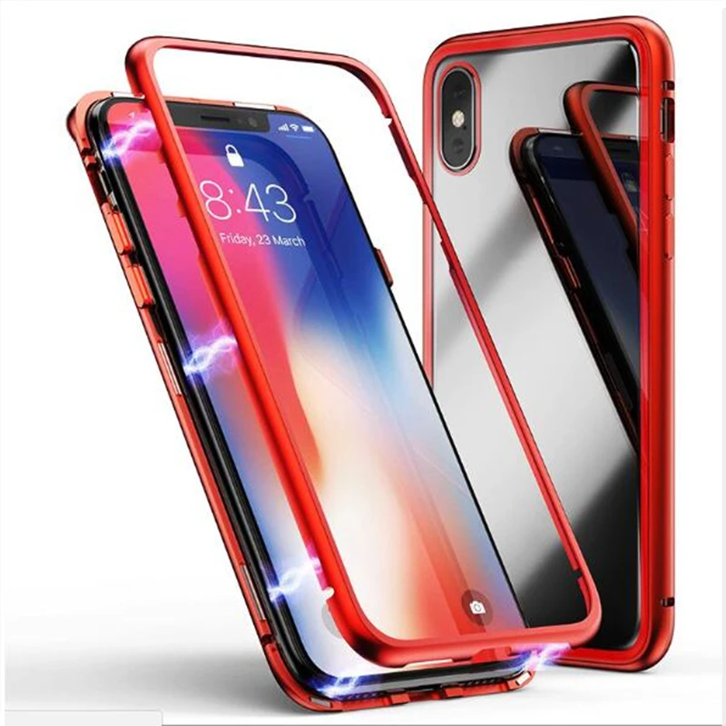 HOTR Магнитный поглощающий чехол из закаленного стекла для iphone xs max с металлическим
