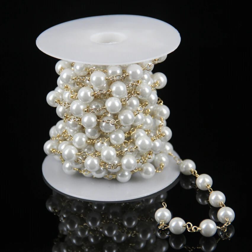 Роскошные позолоченные цепочки из искусственного жемчуга круглые бусины в Стиле