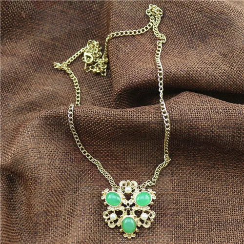 necklace Зеленые полудрагоценные камни имитация жемчуга индивидуальная модная брошь 925 Серебряные иголки серьги клипсы для ушей костюмы для женщин - Окраска металла: necklace
