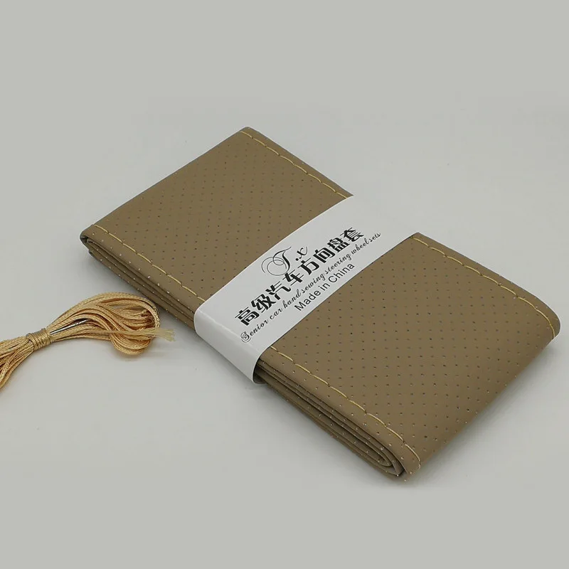 Кожаные чехлы для руля автомобиля 38 см оплетка на ступицу с иглой и ниткой