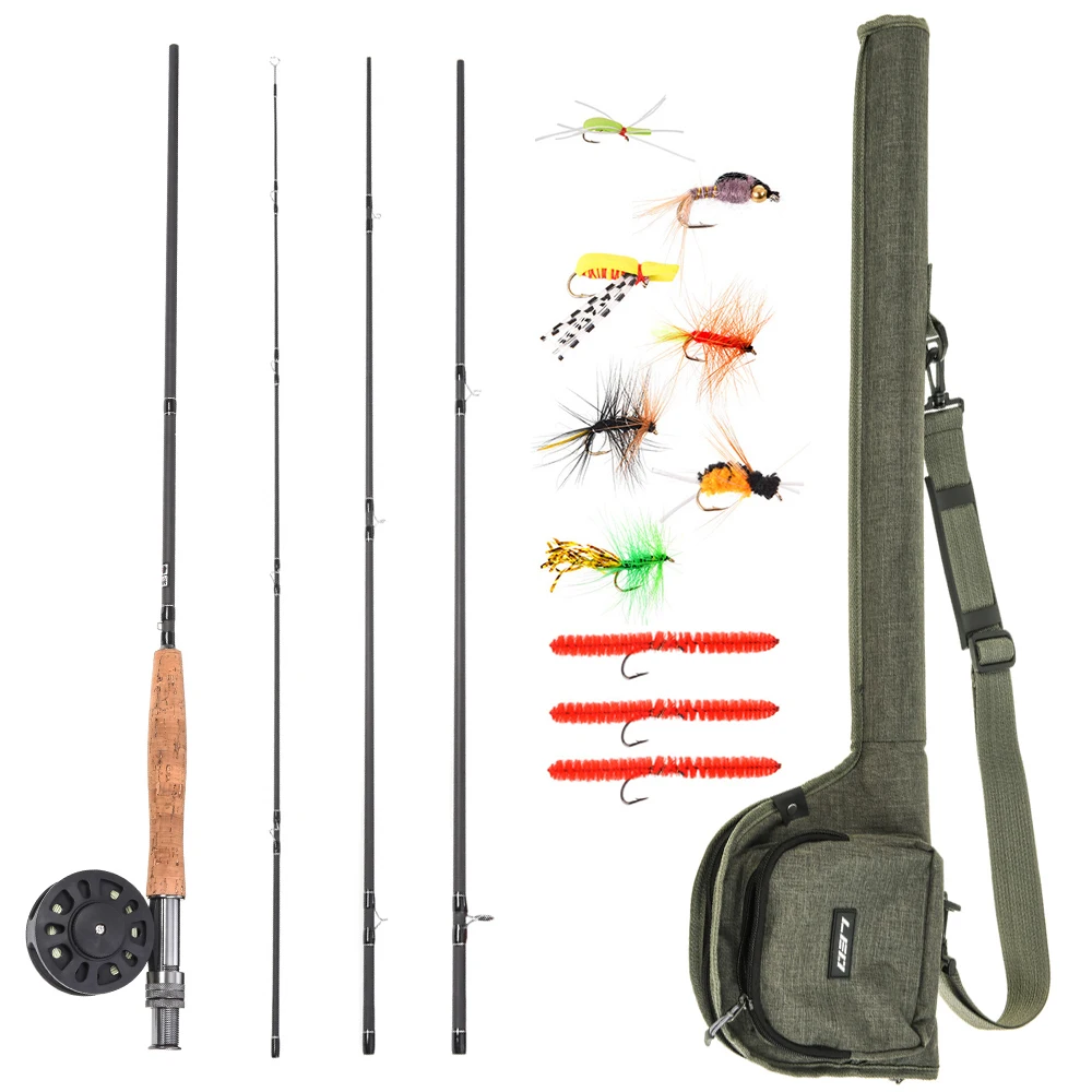 

9' Fly Fishing Rod and Reel Combo Carry Bag 10 Flies Complete Starter Package Fly Fishing Kit Winter Fishing Fly Fishing Set