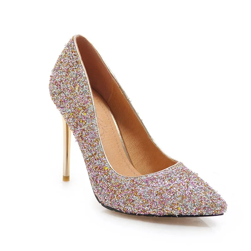 YMECHIC/блестящие туфли на шпильках с кристаллами Женская обувь свадьбу Цвет