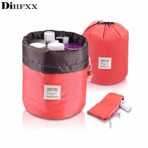 DIHFXX Прямая поставка, женская косметичка в форме бочонка на шнурке, высокое качество, органайзер для макияжа, сумки для хранения, дорожный набор для туалетных принадлежностей