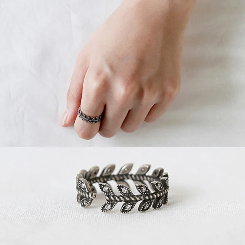 Solid 925 Sterling Silver Ring For WomenTrendy Style Leave Shape Accessories Adjustable Rings On Party (JewelOra RI102712) | Украшения и
