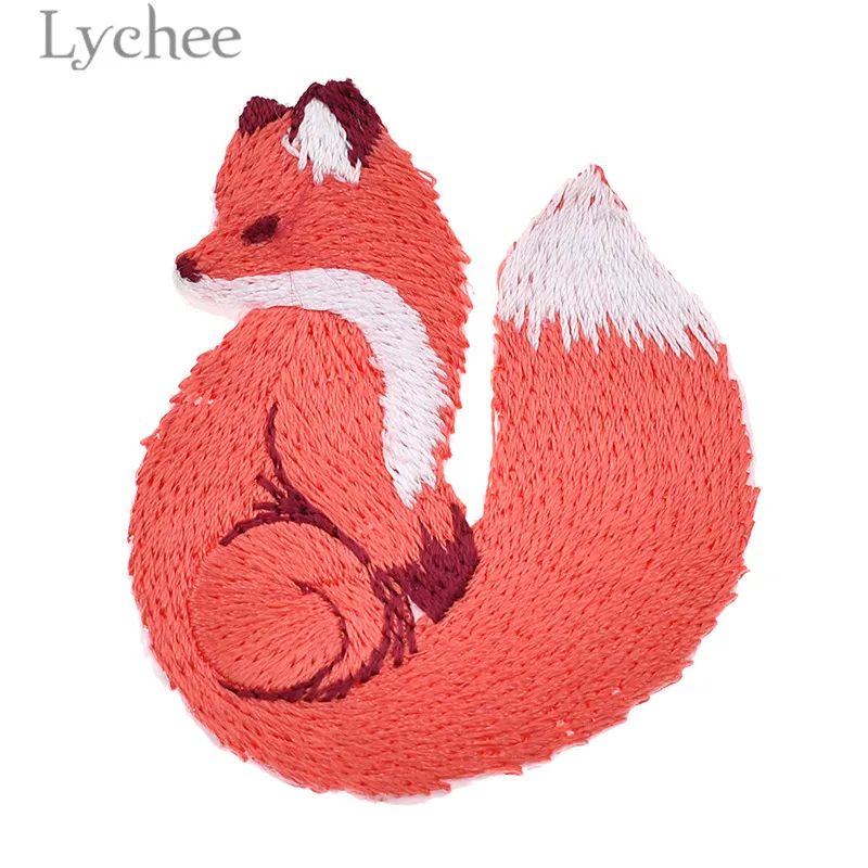 Lychee 1 пара нашивок с вышивкой лисы животный дизайн железные Аппликации сделай сам
