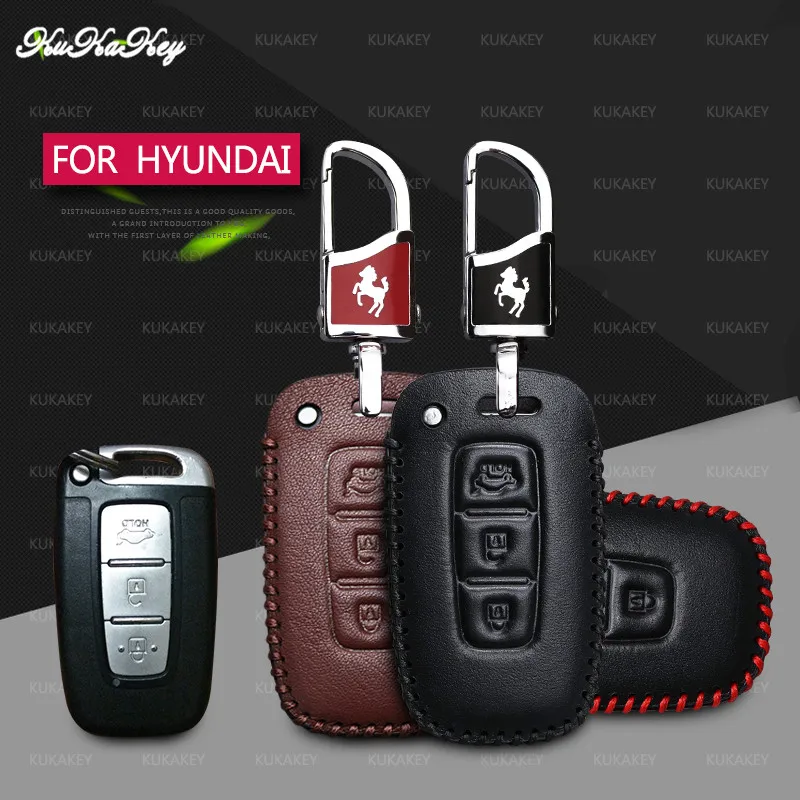 Натуральная кожа 3 кнопки умный чехол для ключей защита Hyundai ELANTRA IX35 SONATA 8 велостер