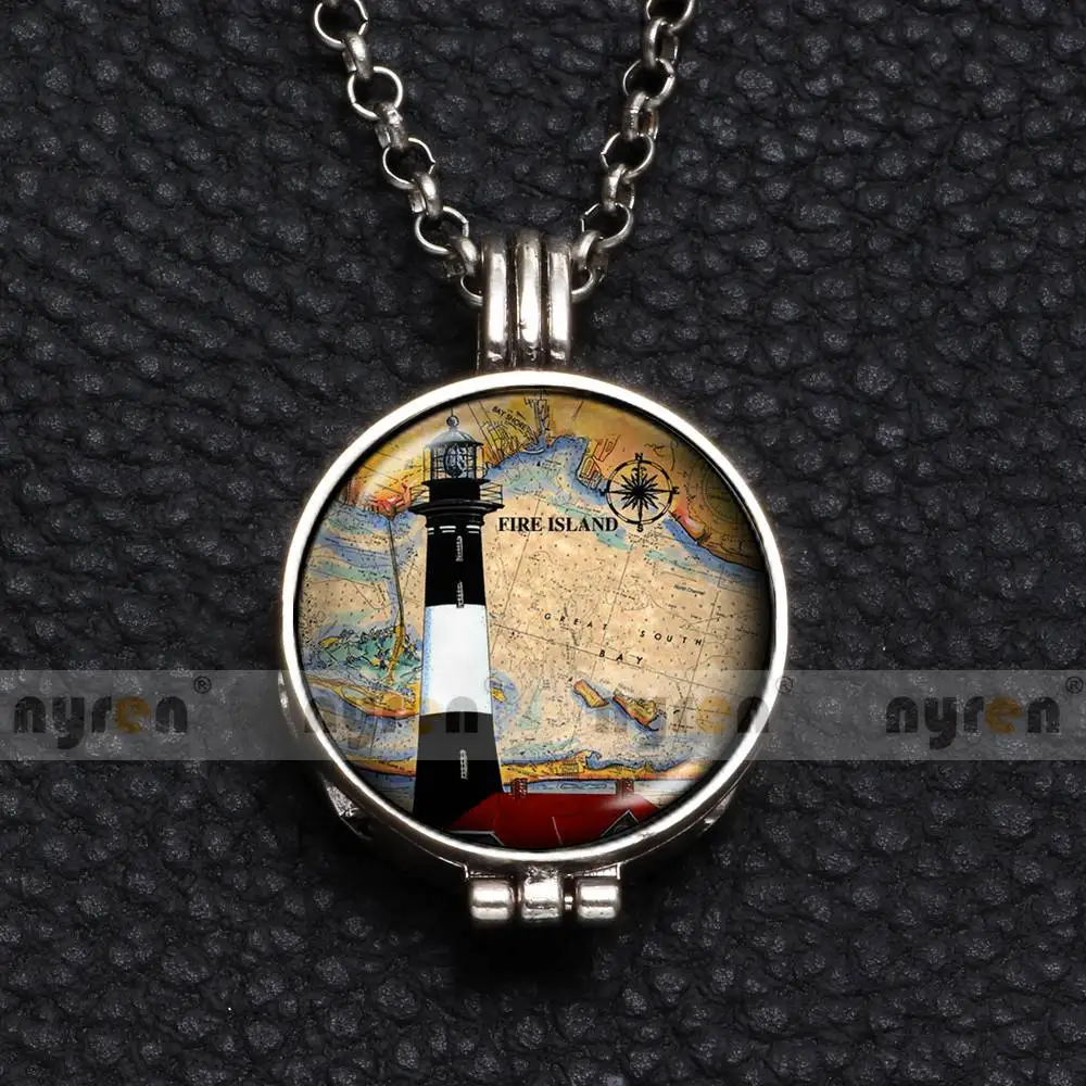 DZ1750n Perfume Aroma Pendant Necklace With Foam 25mm Glass Charms Lighthouse Multi Pattern For Man Women& Girl DZ1750 - Окраска металла: DZ1750n