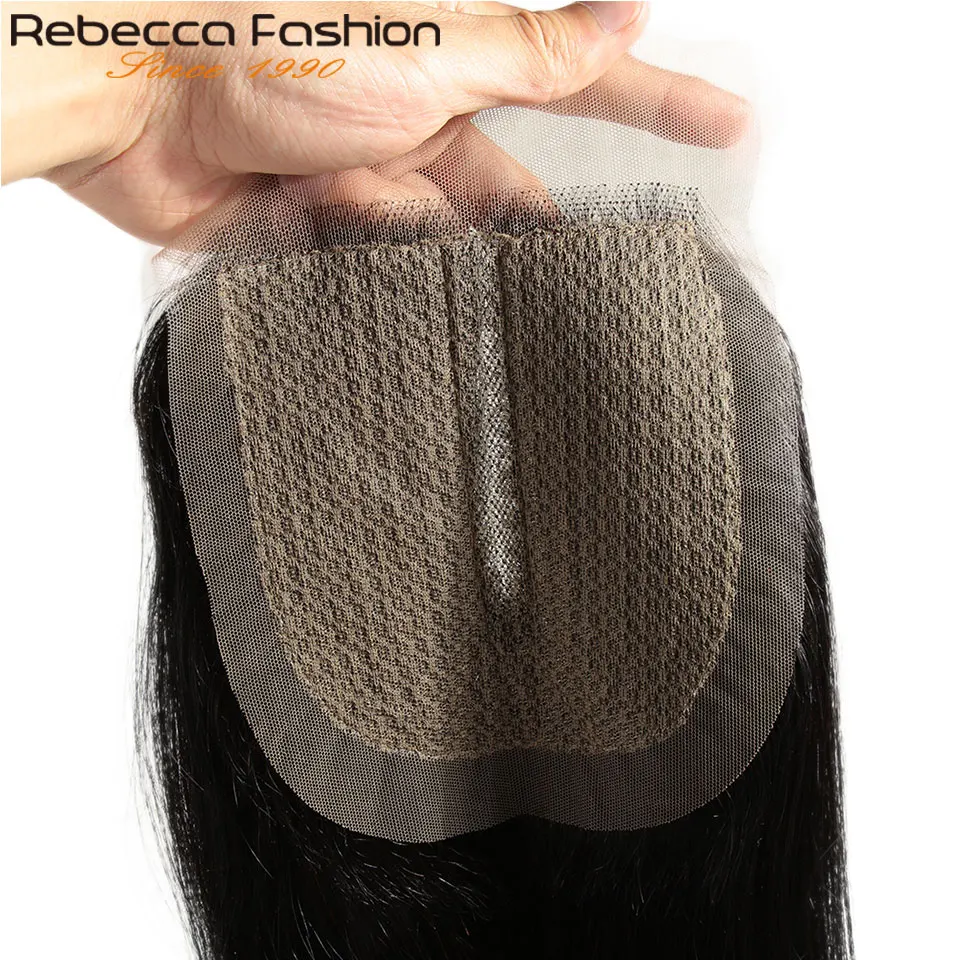 Rebecca 5*6 бразильские прямые человеческие волосы Кружева Закрытие швейцарская шнуровка T глубокая Часть Кружева Закрытие с волосами младенца
