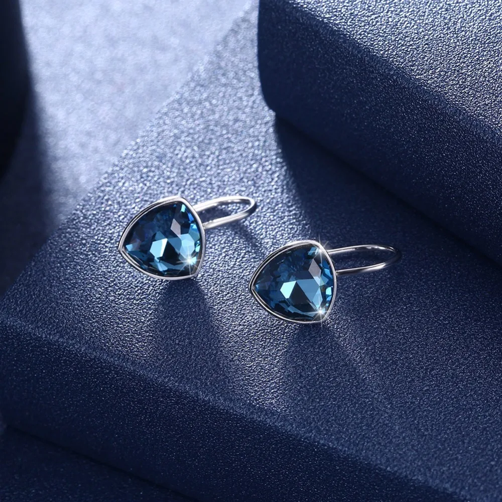 Серьги LEKANI с кристаллами Swarovski, роскошные серьги с кристаллами, простые серьги-подвески с ушками, серебро 925 пробы, Женские Ювелирные изделия