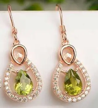 

natural olivine drop earrings 925 silver Natural peridot gemstone earring women fashion trendy fine drop earrings for party