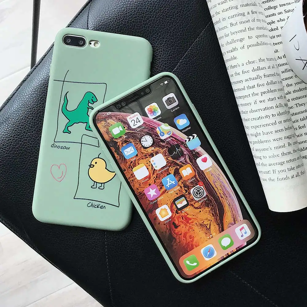 Чехол для телефона Boucho cute cartoon dinosaur chick iphone XS MAX XR X модные мягкие чехлы из ТПУ 8 7 6S 6