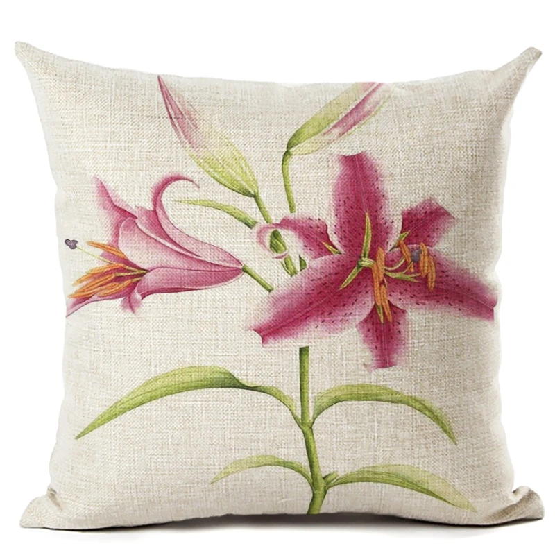 Современные Кантри стиль розовый цветок Лен Хлопок Чехлы на декоративные