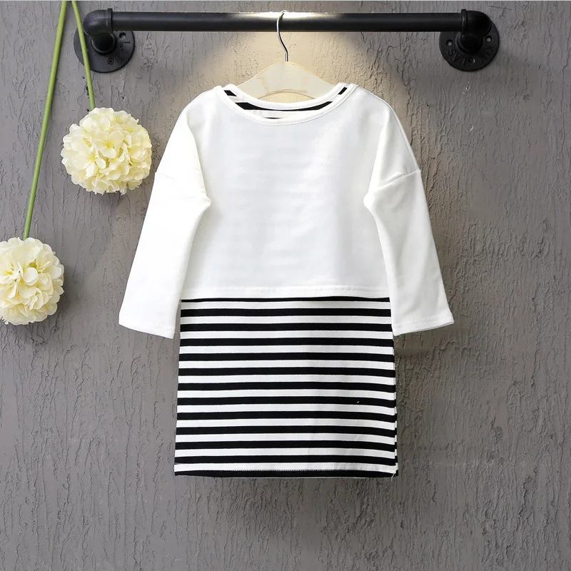 2017 Весна Осень Мода Стиль Девушки Одежда Наборы Дети Полоса Жилет Юбка Рукава