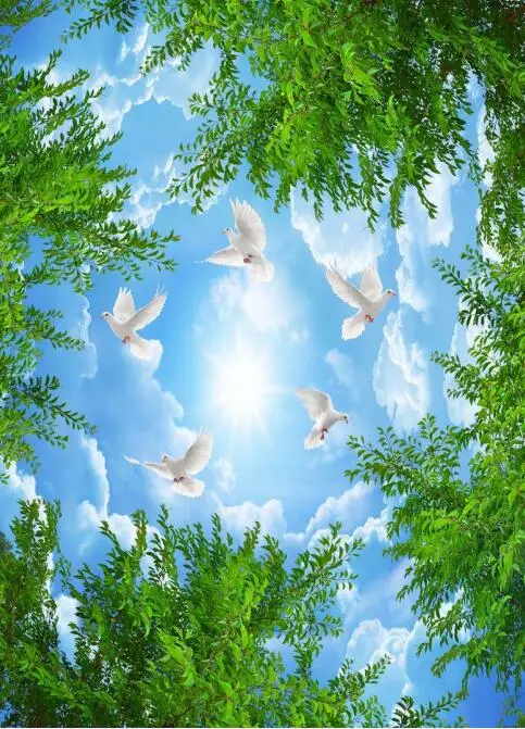 3D стены Бумага кокосовое фотообои с изображением деревьев небо Seafowl фото s для