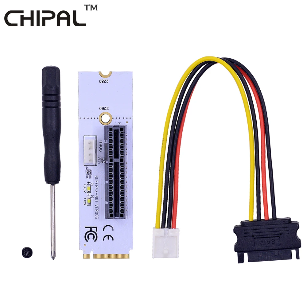 CHIPAL 10 шт. PCI E 4X к NGFF M.2 Райзер карта M2 M ключ адаптеру EXPRESS X4 со светодиодным